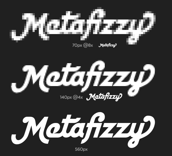 Metafizzy wordmark pixels