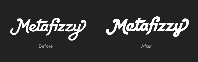 Metafizzy wordmark before & after