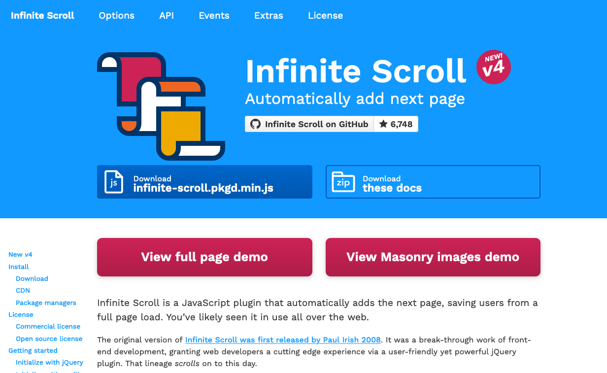 Infinite Scroll v4 screenshot